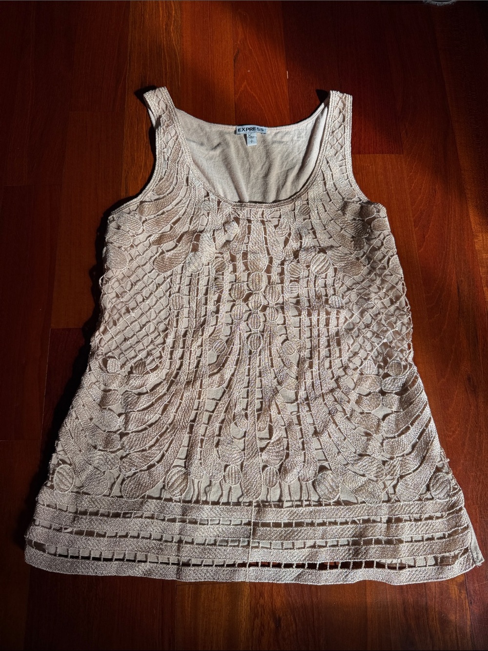 Express Neutral Cream Crochet Tank Top